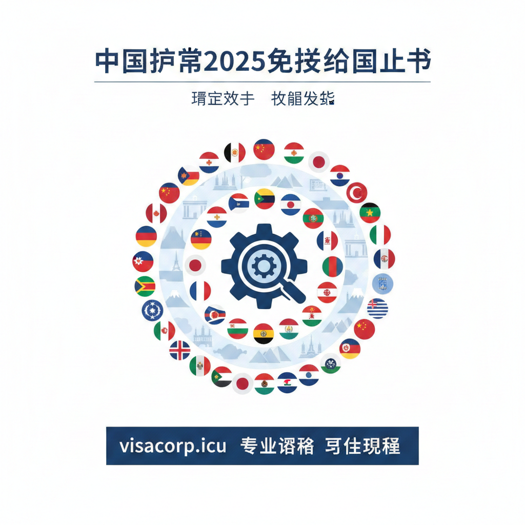 总结图片，强调文章的专业性和visacorp.icu的服务。主视觉是一个由多个不同国家国旗或地标组成的圆形世界地图，中心叠加一个放大镜或齿轮的图标，象征精准和专业。画面下方配有简洁的中文口号，如“专业签证，实时更新”，并配上visacorp.icu的品牌色（如果已知，否则使用蓝色系）。整体采用干净、现代的扁平化设计风格，传达信息准确和值得信赖的专业形象。