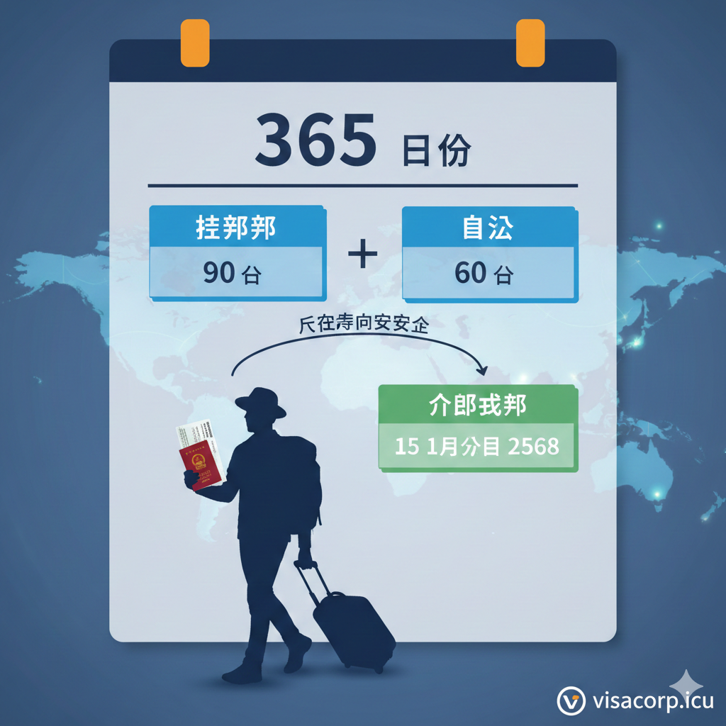 ภาพที่แสดงการเปรียบเทียบและการรวมกันของเวลาที่ต้องใช้ในการทำหนังสือเดินทาง, เวลาในการทำวีซ่า, และวันที่ออกเดินทาง ในรูปแบบของแผนภูมินับถอยหลังเพื่อเน้น 'สูตรเวลาความปลอดภัย'